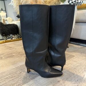 Elegant Black Leather Women's Boots by H&M 38